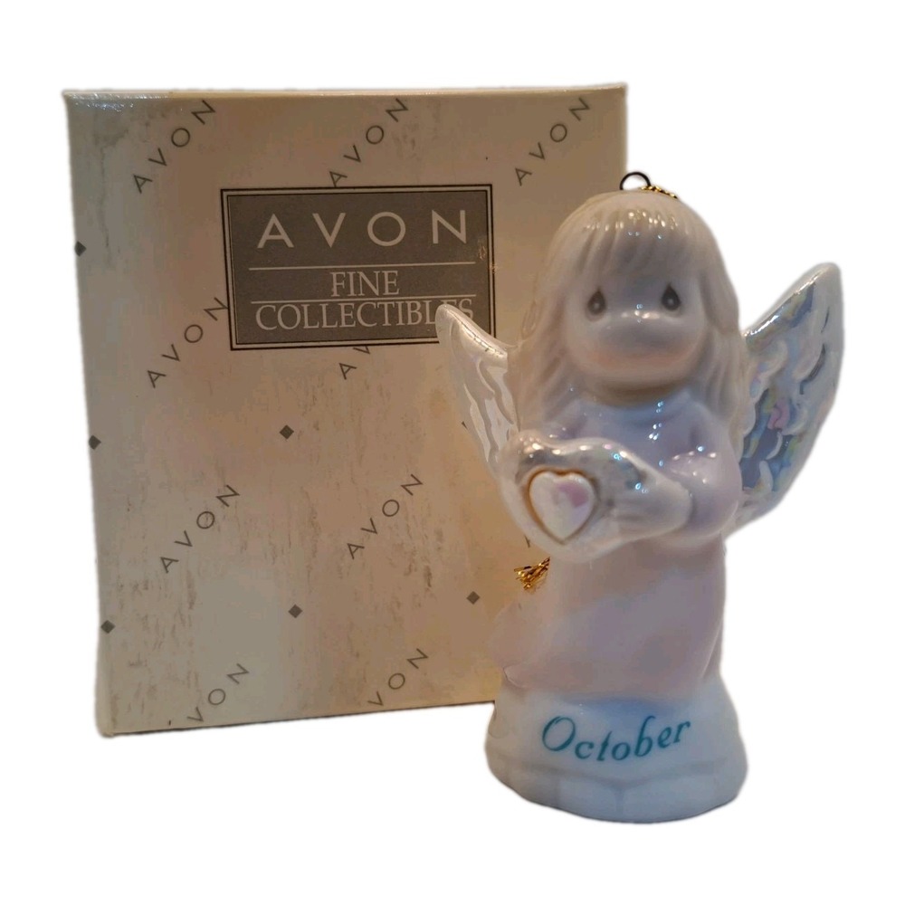 Avon Precious Moments Porcelain Birthstone Angel Hanging Ornament October Opal